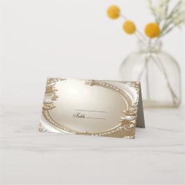 Golden Ornate Frame with Pearls Place Card Platzkarte