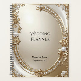 Golden Ornate Frame with Pearls Planner Planer