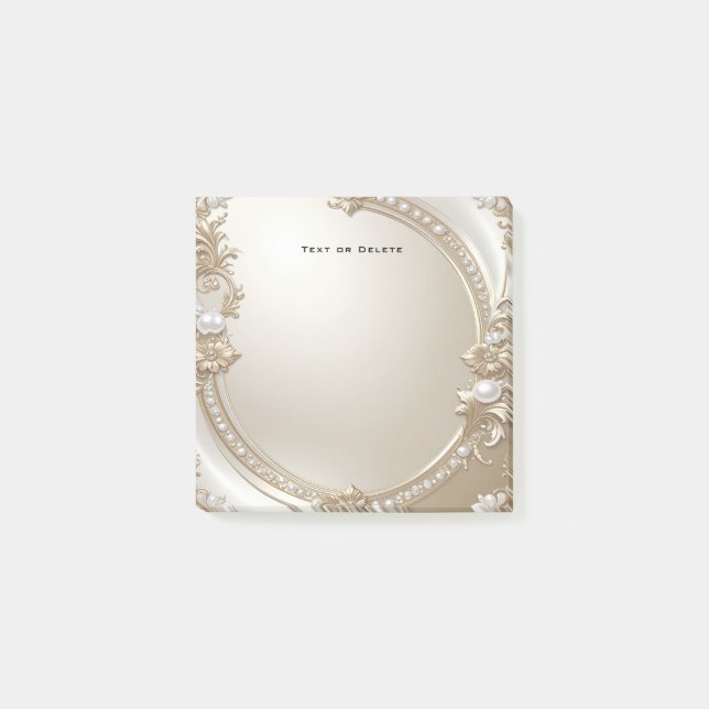 Golden Ornate Frame with Pearls Post it Notes Post-it Klebezettel (Vorderseite)