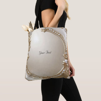 Golden Ornate Frame with Pearls Tote Bag Tasche