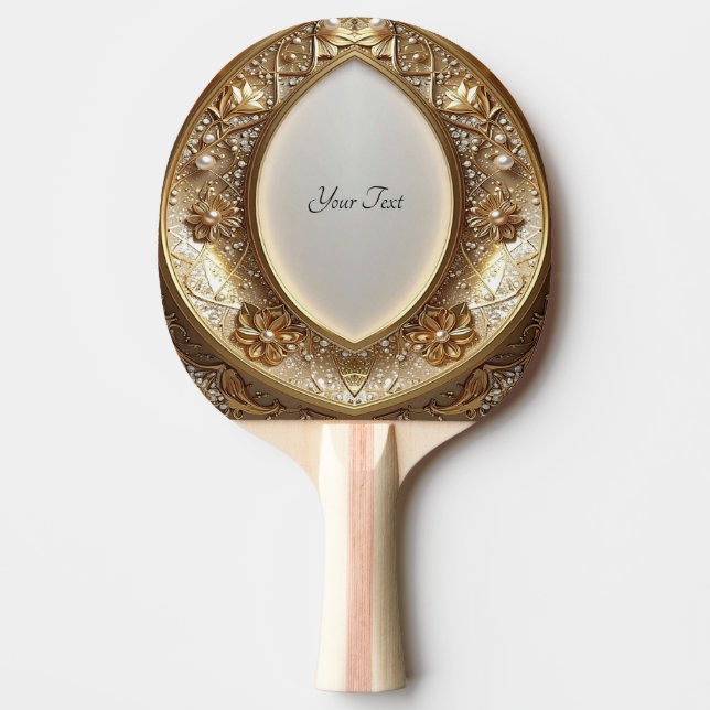 Golden Ornate Ping Pong Paddle Tischtennis Schläger (Vorderseite)