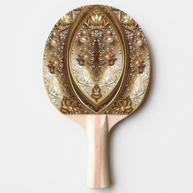 Golden Ornate Ping Pong Paddle Tischtennis Schläger (Vorderseite)