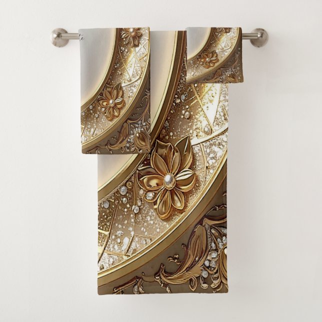Golden Ornate Towel Set (Insitu)