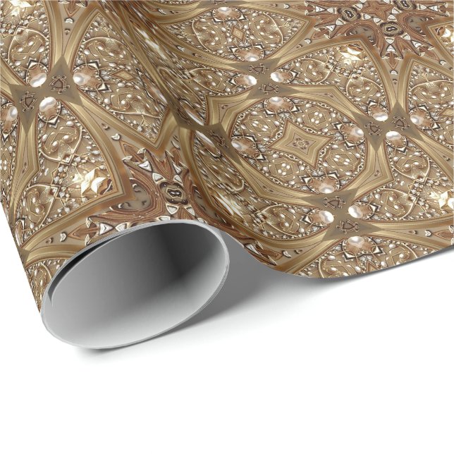 Golden Ornate Wrapping Paper Geschenkpapier (Rolleneckpunkt)