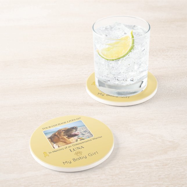 Golden Osteosarcoma Round Pet Tribute Getränkeuntersetzer (Seite)