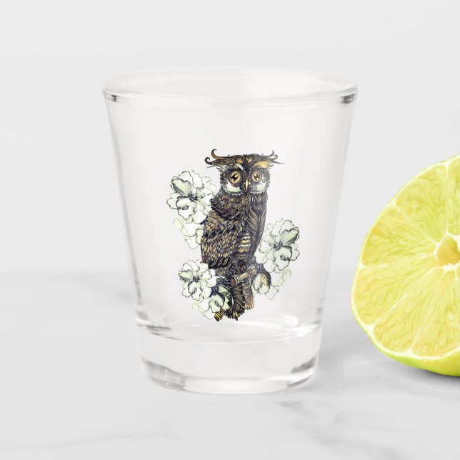 Golden Owl Grüne Orchideen Schnapsglas (Vorderseite)