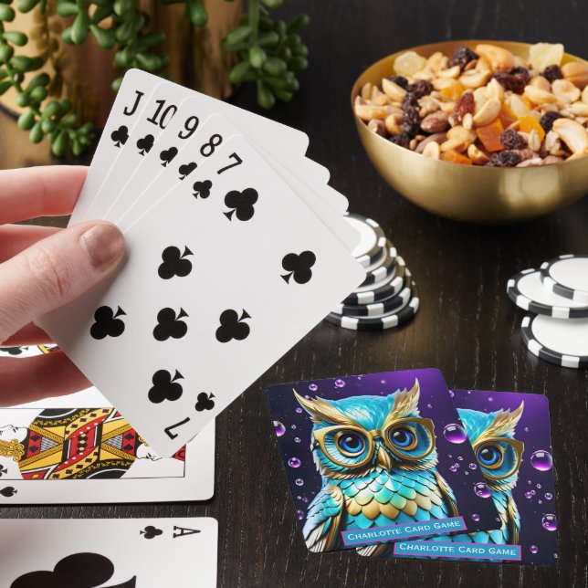 Golden Owl Lila Night Monogram Kids Match Game Spielkarten (In Situ)
