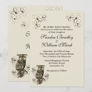 Golden Owl Married Cream Faire-part de mariage