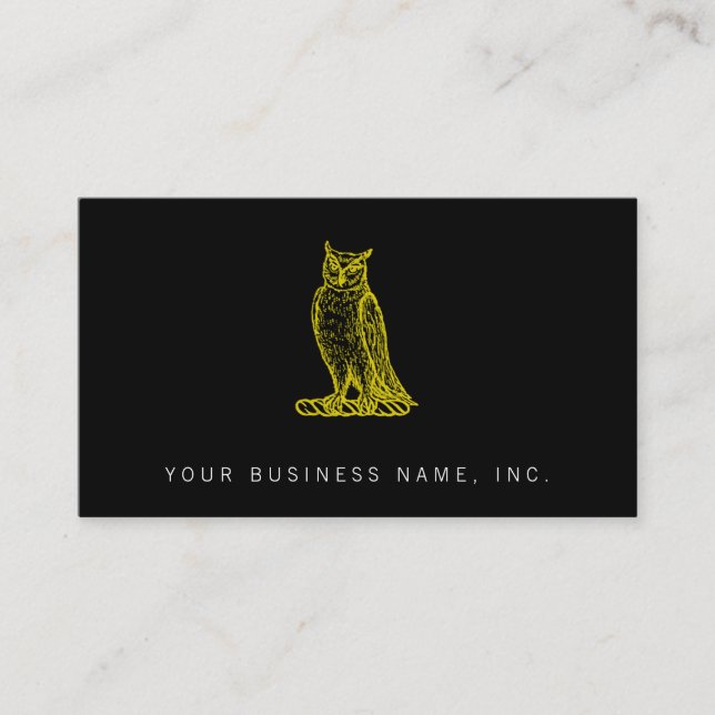 Golden Owl Wappen Letterpress Style Visitenkarte (Vorderseite)