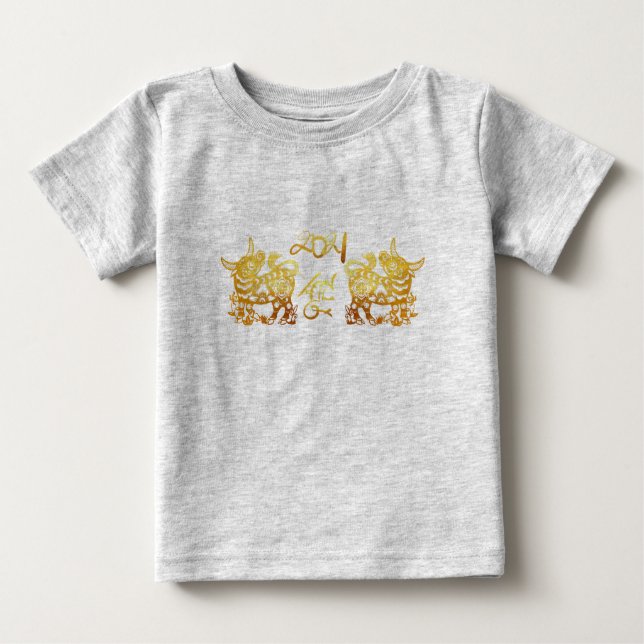 Golden Ox Paper-Schnitt Chinesisches Neujahr 2021  Baby T-shirt (Vorderseite)