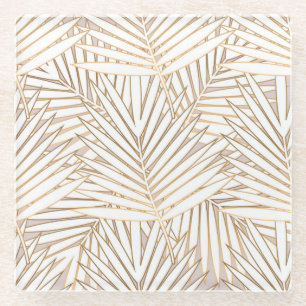 Golden Palm Blätter: Art Deko. Glasuntersetzer