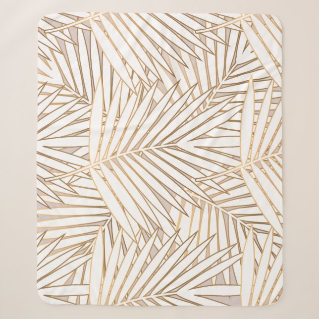 Golden Palm Blätter: Art Deko. Sherpadecke (Vorderseite)