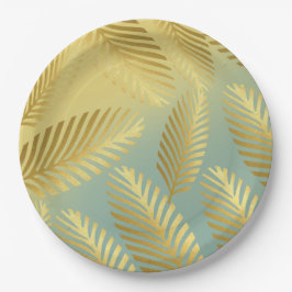Golden Palm Blätter Muster Ombre Pappteller