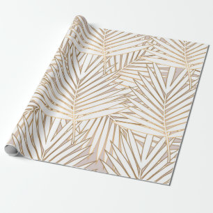 Golden palm Blätter nahtlos auf weißem Rücken Geschenkpapier