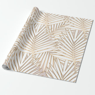 Golden palm Blätter nahtlos auf weißem Rücken Geschenkpapier