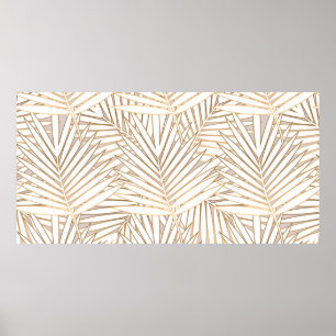 Golden palm Blätter nahtlos auf weißem Rücken Poster