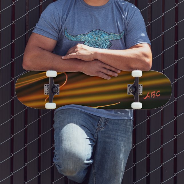Golden Palm Fronds Tropisch Abstrakt Skateboard (Außenbereich 3)