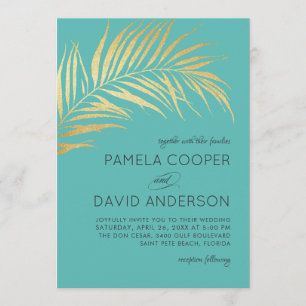 Golden Palm Frontend Moderne Minimalistische Hochz Einladung
