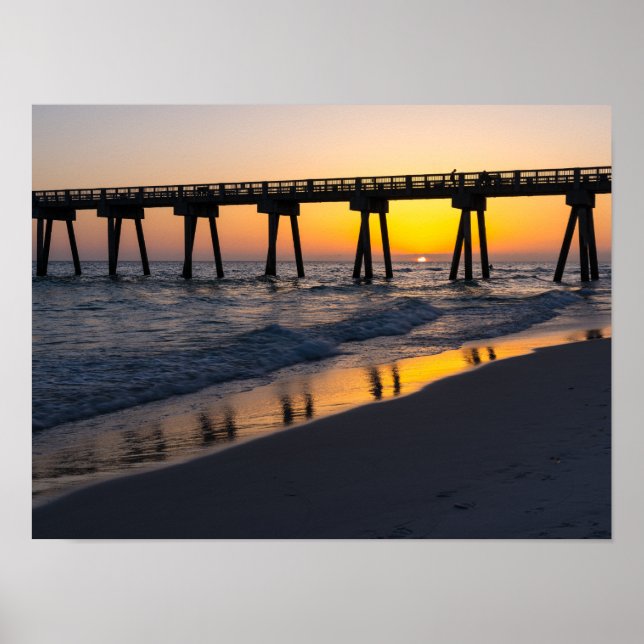 Golden Panama City Beach Sunset Reflection Poster (Vorne)