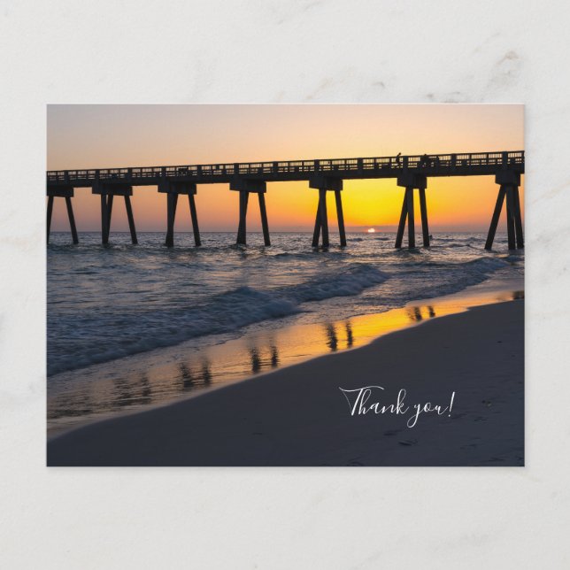 Golden Panama City Beach Sunset Reflektion Danke U Postkarte (Vorderseite)