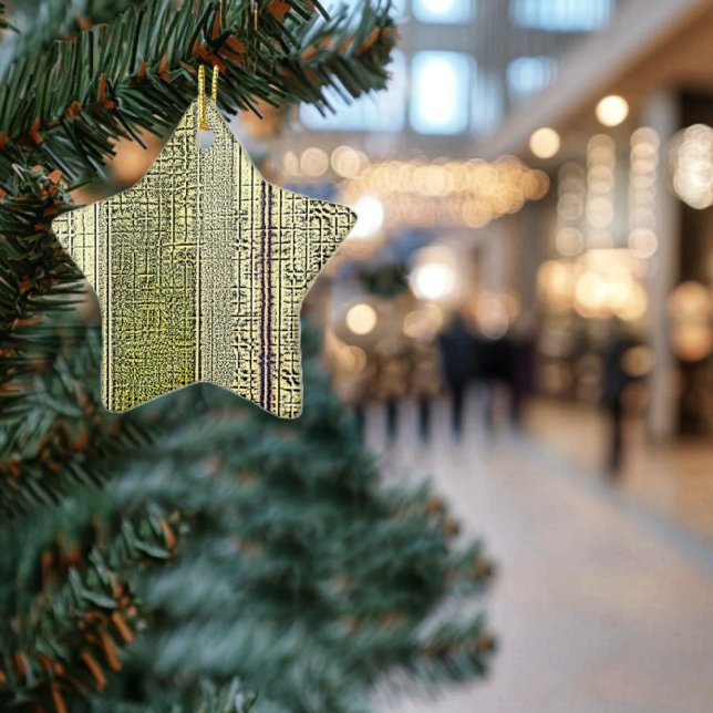 Golden Panes Keramikornament (This star-shaped ceramic ornament, illuminates, in gilded gold patterns!)