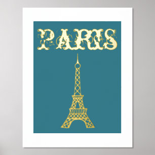 Golden Paris Eiffel Tower Mauer Poster Dekoration