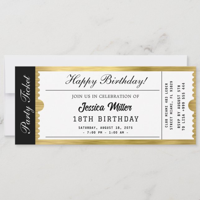 Golden Party Ticket Invitation (Devant)
