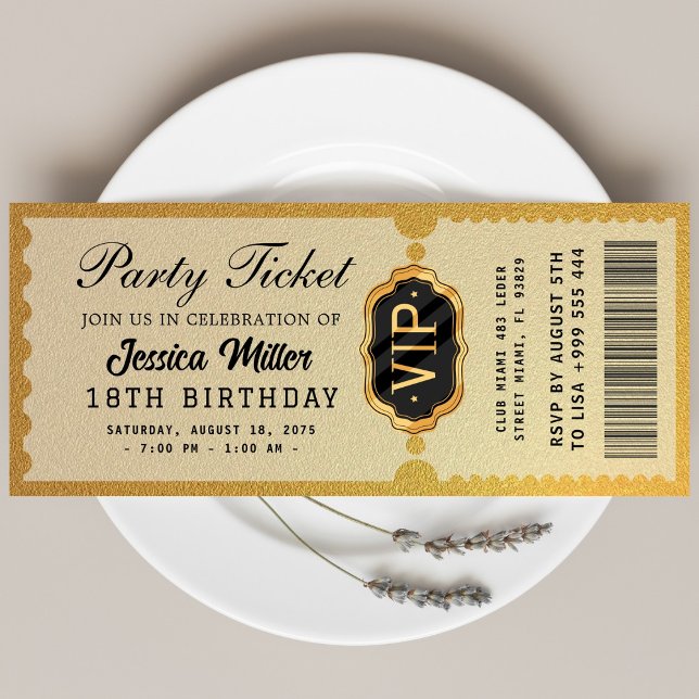 Golden Party Ticket Invitation (Créateur téléchargé)