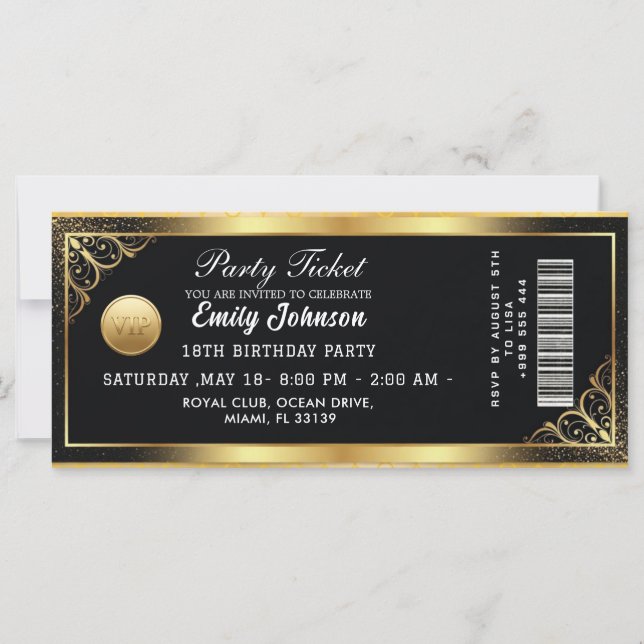 Golden  Party Ticket Invitation 2026 (Devant)