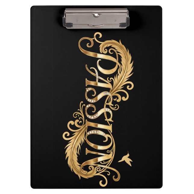 Golden Passion – Luxury Typography Inspirational D Klemmbrett (Vorderseite)