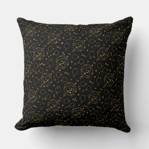 Golden Pattern 02.bw Black BG Kissen