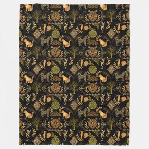 Golden Pattern 03.bw Black BG Fleecedecke