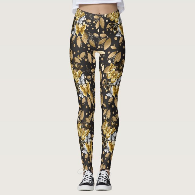 Golden Pattern 06.bw DGrey BG Leggings (Vorderseite)