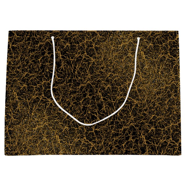 Golden Pattern 09.bw Black BG Große Geschenktüte (Vorderseite)
