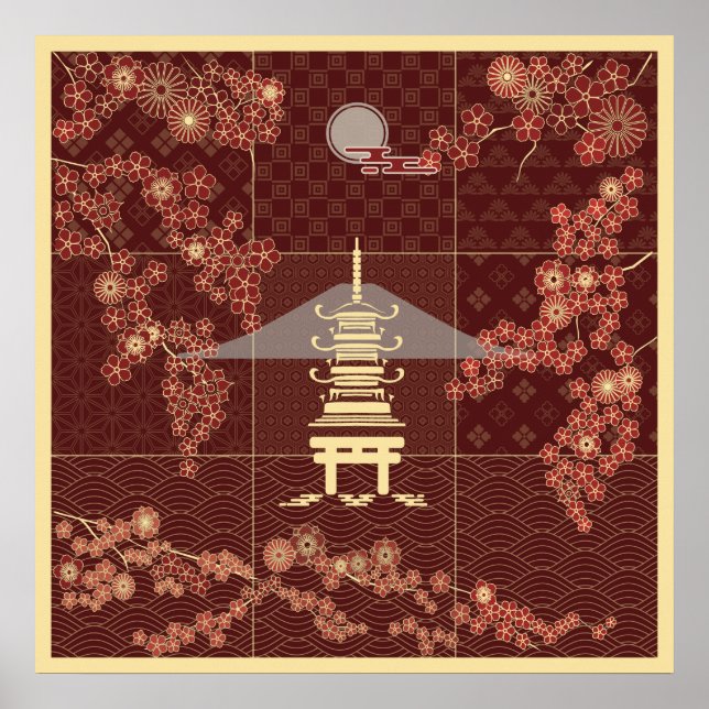 Golden Pavillion Zen Art Poster (Vorne)