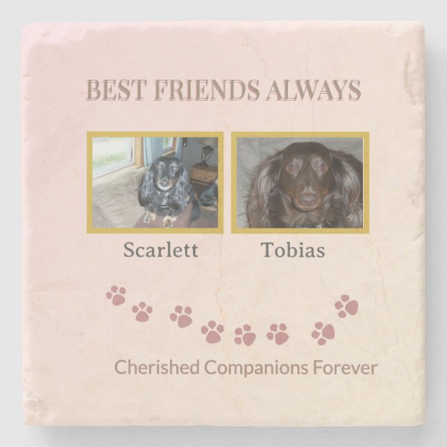 Golden Pawprints Friendship Tribute Steinuntersetzer (Vorderseite)