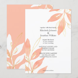 Golden Peach Hochzeit mit floralen Farben Einladung