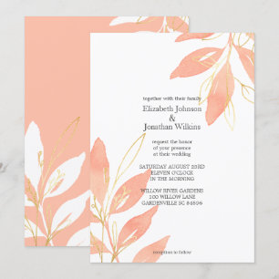 Golden Peach Hochzeit mit floralen Farben Einladung