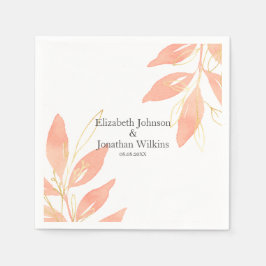 Golden Peach Hochzeit mit floralen Farben Serviette