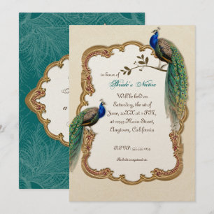 Golden Peacock & Calligraphy Wirbel Einladung