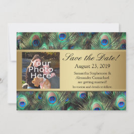 Golden Peacock Feather Foto Save the Date