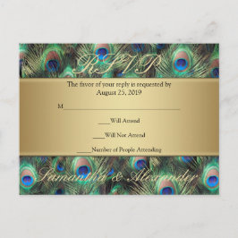 Golden Peacock Feather UAWG Reputation Einladungspostkarte