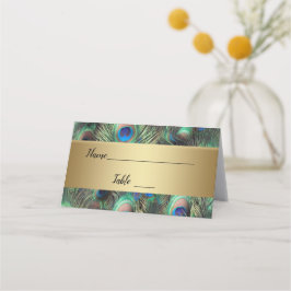Golden Peacock Feather Wedding Platzkarte