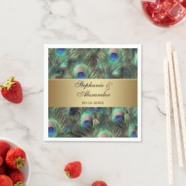 Golden Peacock Feather Wedding Serviette