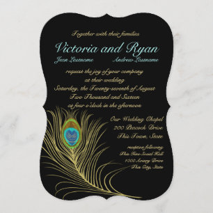 Golden Peacock Feathers Einladung