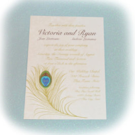 Golden Peacock Feathers Einladung