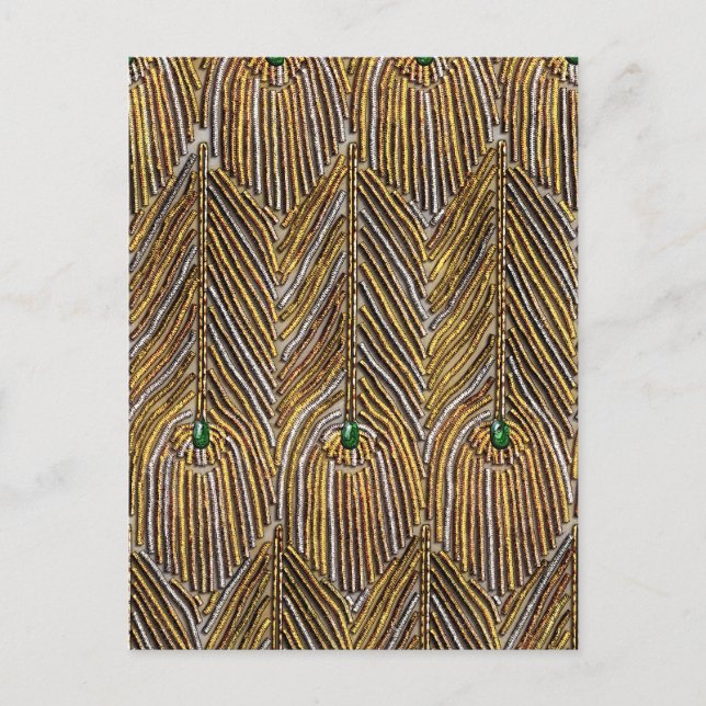 Golden Peacock Feathers Postkarte (Vorderseite)