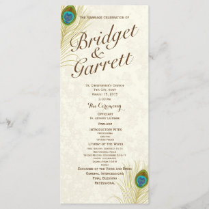 Golden Peacock Feathers Programme de mariage