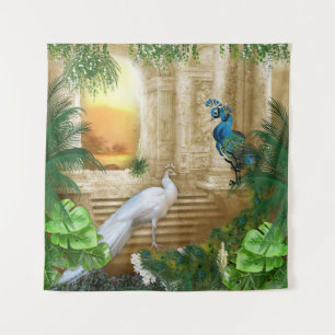 Golden Peacock Tempel Wandteppich