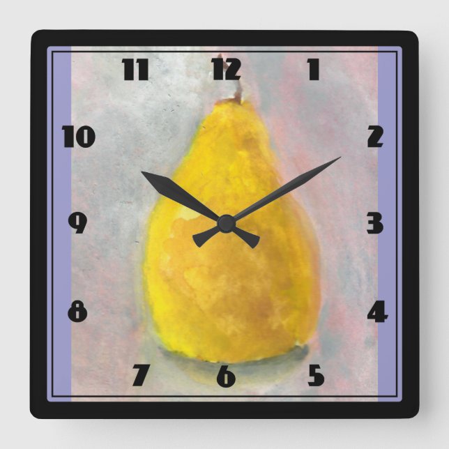 Golden Peak Still Life Wasserfarbe Quadratische Wanduhr (Vorderseite)